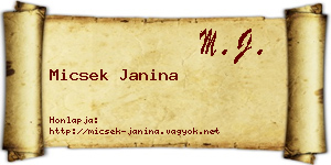 Micsek Janina névjegykártya